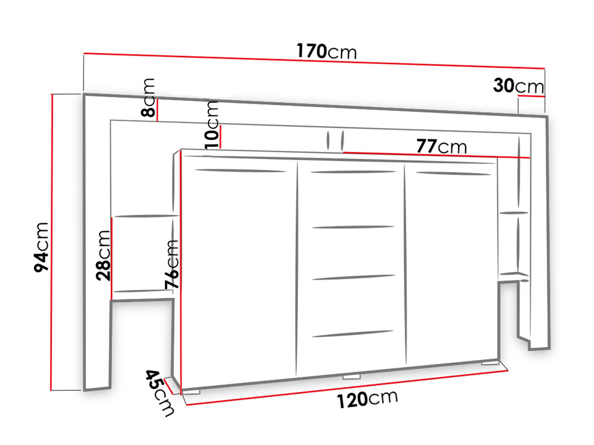 Cómoda Aestas (Branco + Branco brilhante)