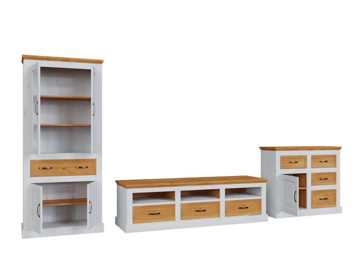 Conjunto para sala de estar Tolelio 115 (Branco + Pinheiro)