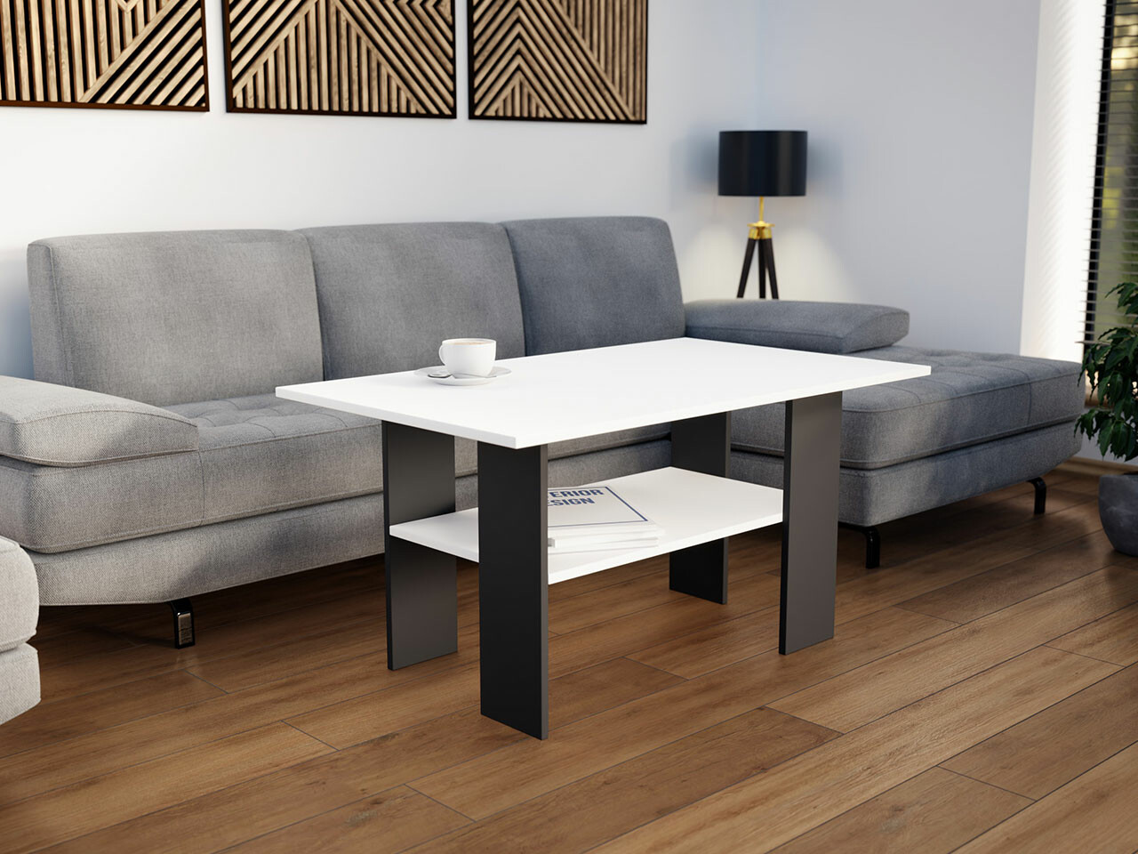 Mesa de centro Reading 101 (Preto + Branco)
