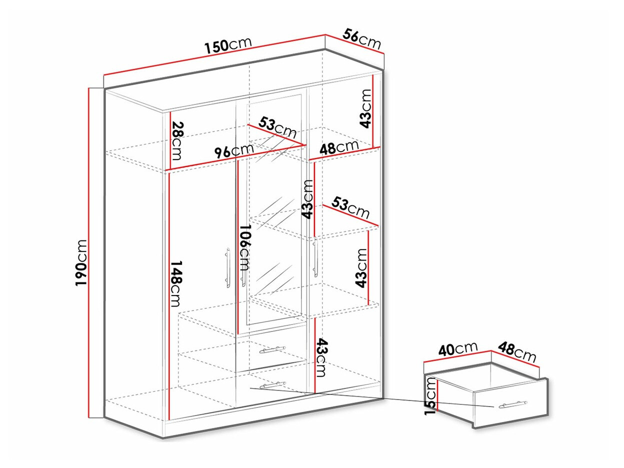 Roupeiro Cavmero 103 (Carvalho sonoma + Branco)