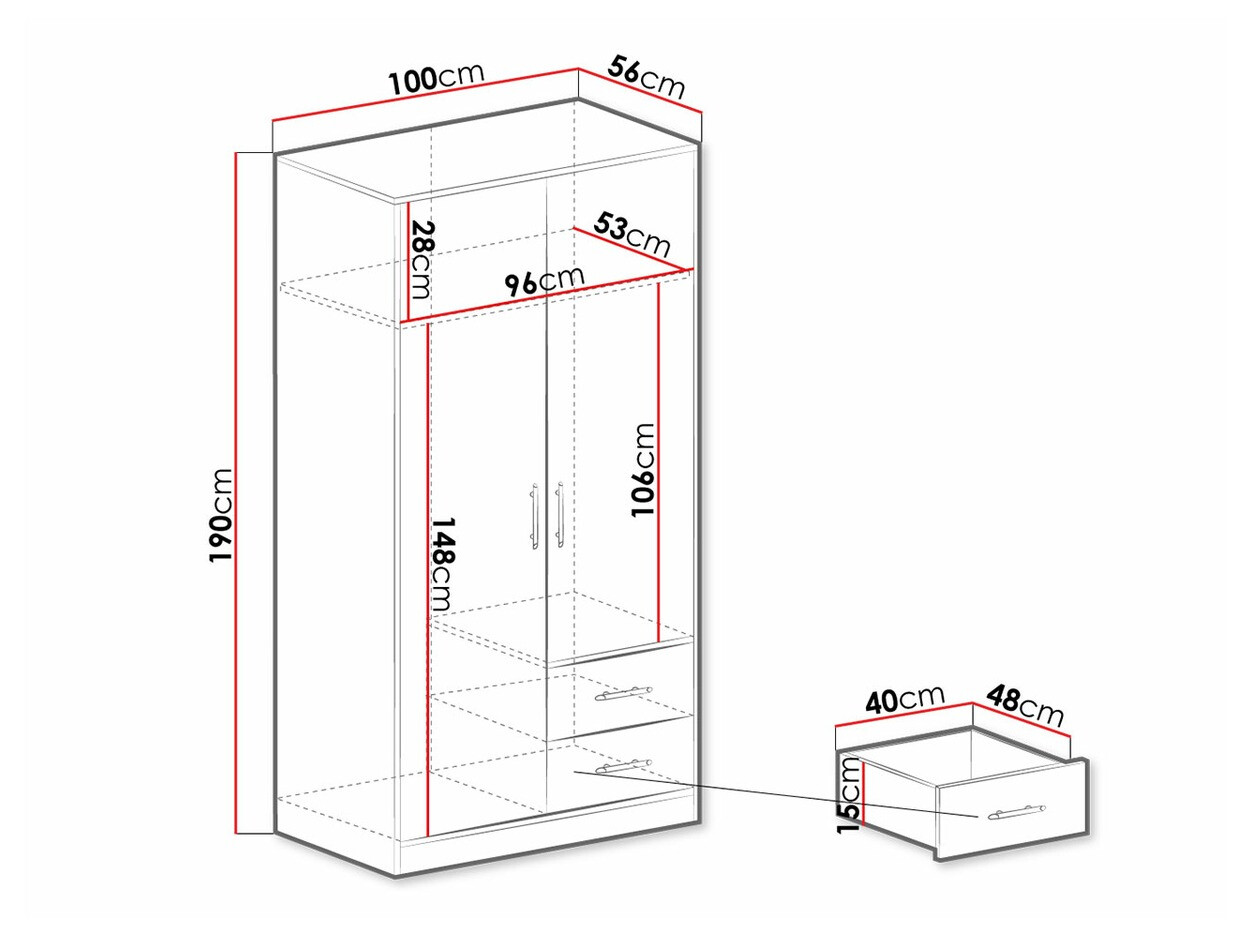 Roupeiro Cavmero 105 (Carvalho sonoma + Branco)