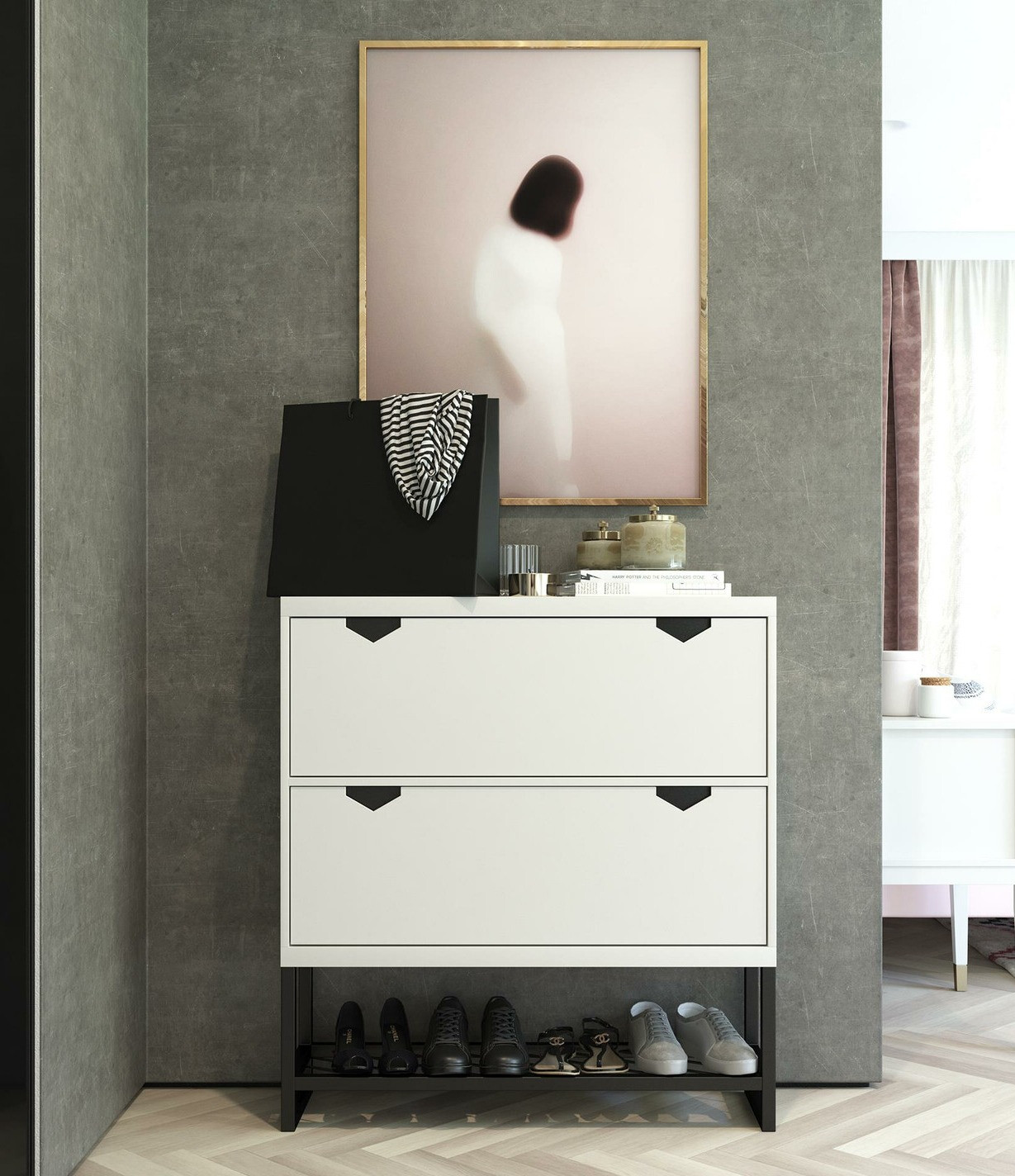 Sapateira CosmoLiving by Cosmopolitan 148 (Branco + Preto)