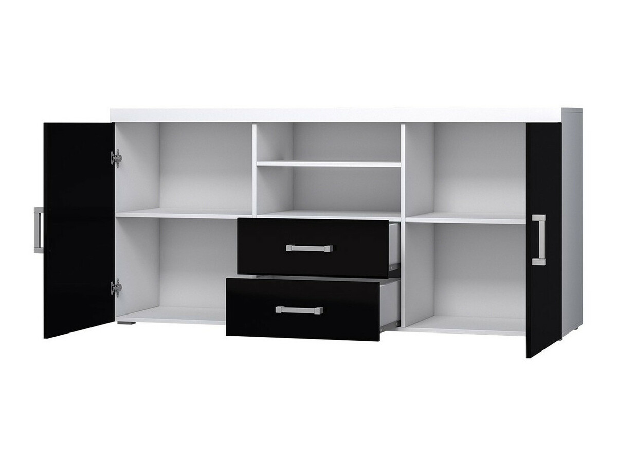 Conjunto para sala de estar Odebeli 107 (Branco + Preto brilhante)