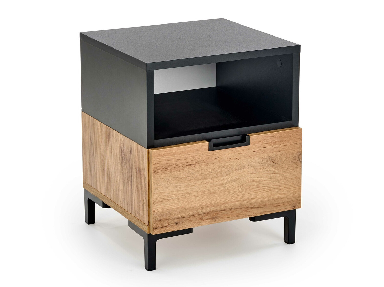 Mesa de cabeceira Houston 1225 (Preto + Carvalho wotan)