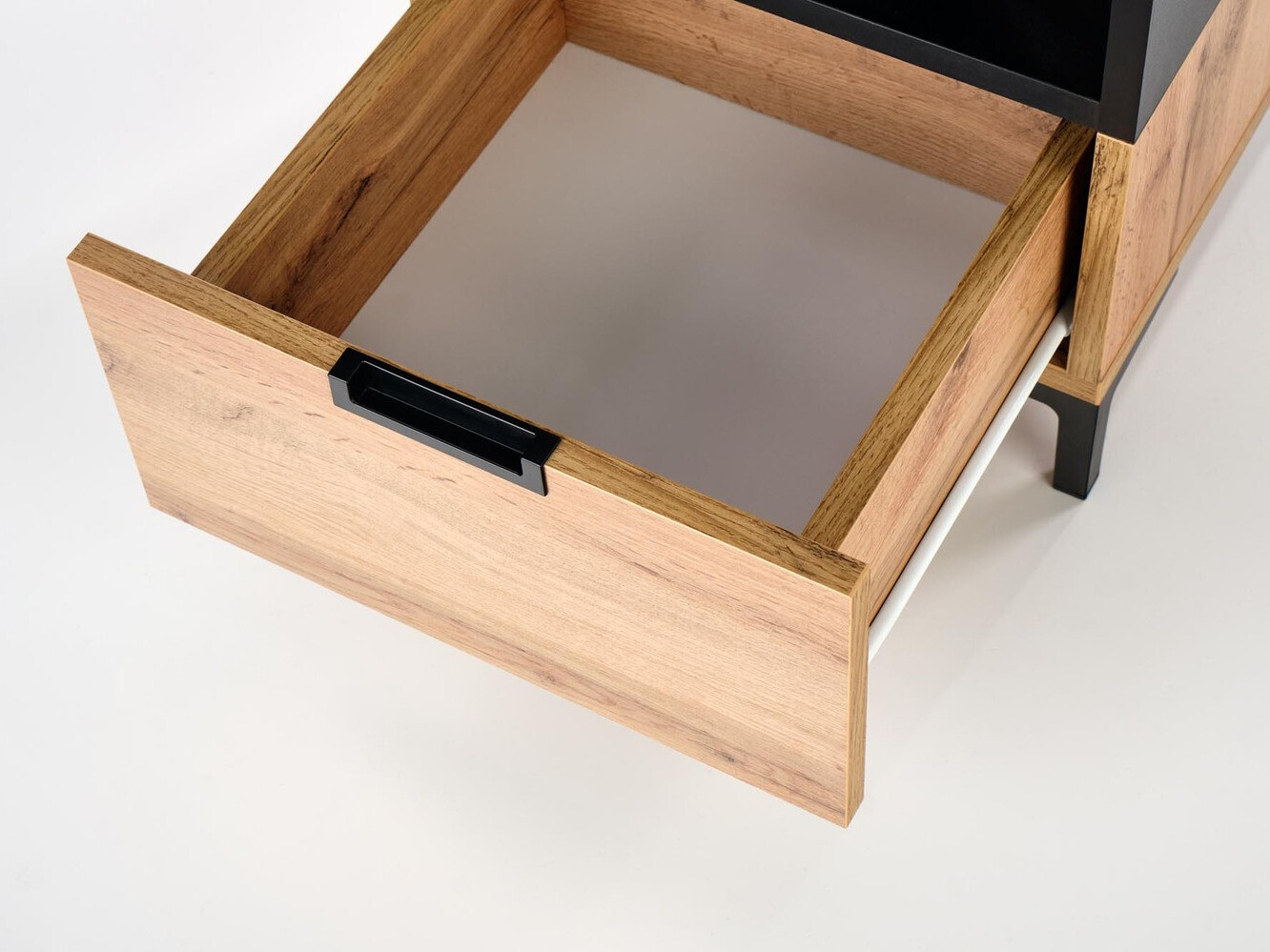 Mesa de cabeceira Houston 1225 (Preto + Carvalho wotan)