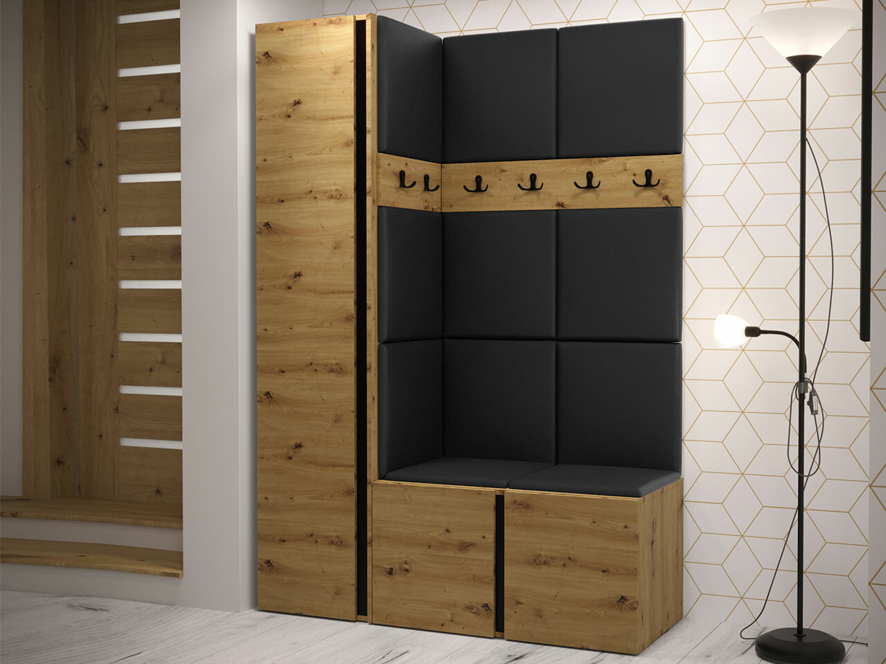 Conjunto para corredor Hartford 471 (Carvalho Artisan)