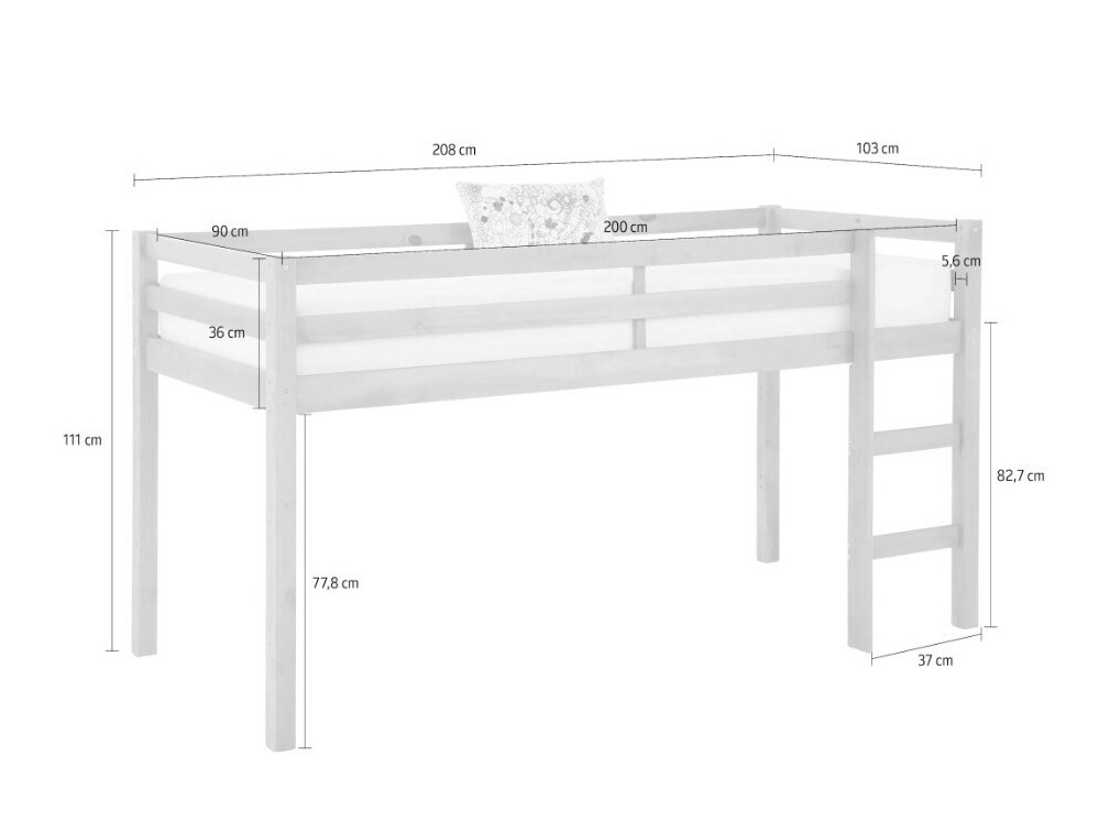 Cama alta Ruvfiva 101 (Cinzento)