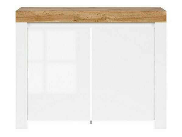 Aparador Sonsoru 101 (Branco + Branco brilhante + Carvalho wotan)