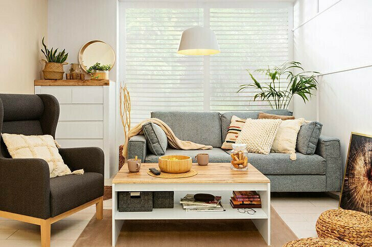 Mesa de centro Sonsoru 122 (Branco + Carvalho wotan)