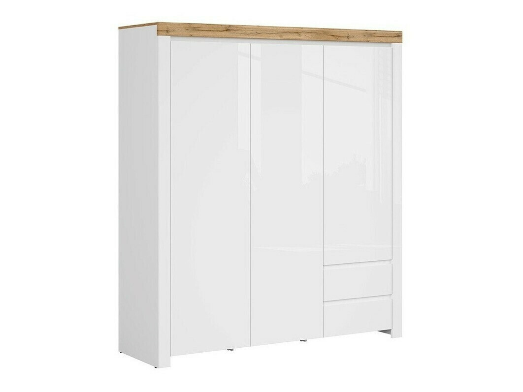 Roupeiro Sonsoru 120 (Branco + Branco brilhante + Carvalho wotan)