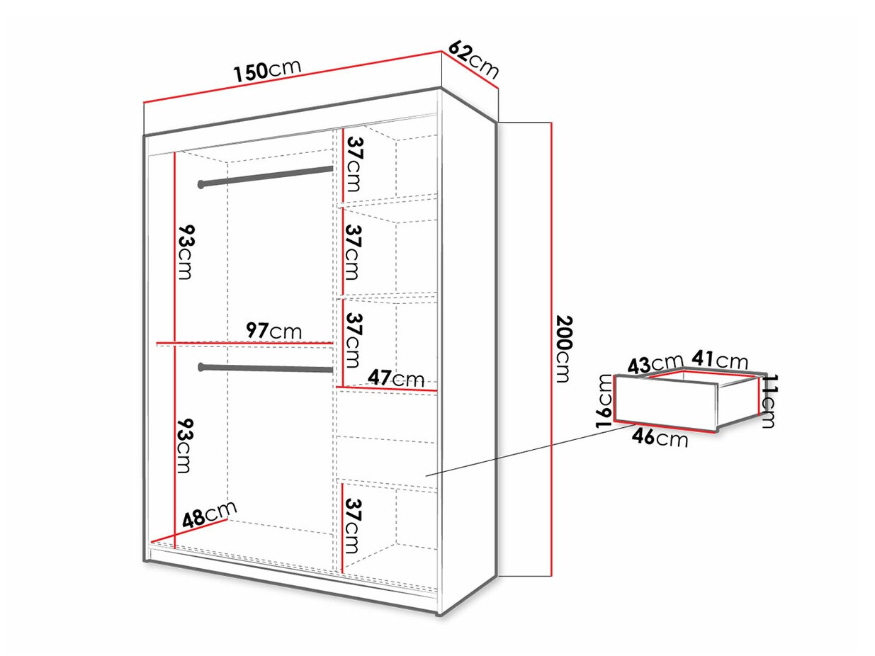 Roupeiro Hartford 288 (Carvalho Artisan + Preto)