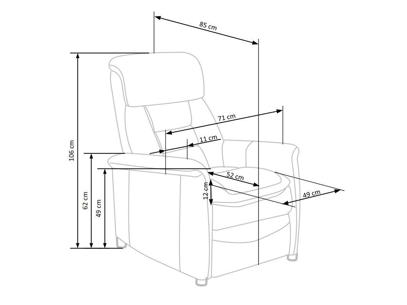 Poltrona reclinável Houston 1030 (Cinzento)