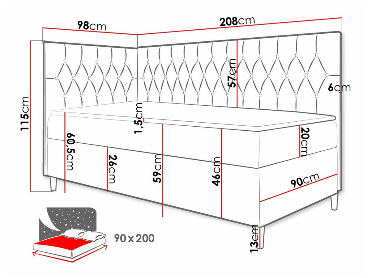 Cama continental Baltimore 167 (Soft 017 + Fresh 12)