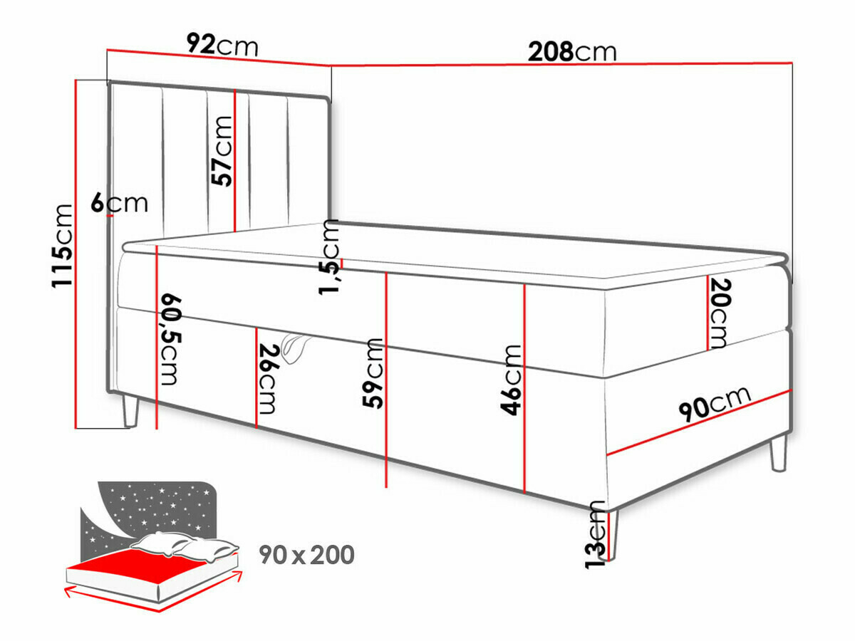 Cama continental Baltimore 170 (Soft 017 + Fresh 4)
