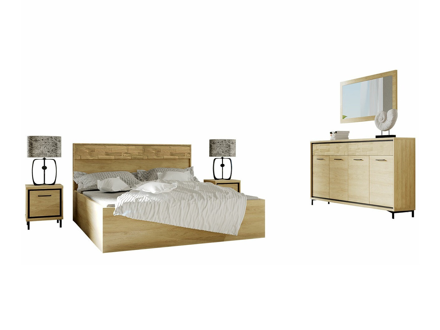 Conjunto para quarto Etrmoni 122 (Madeira clara + Carvalho)