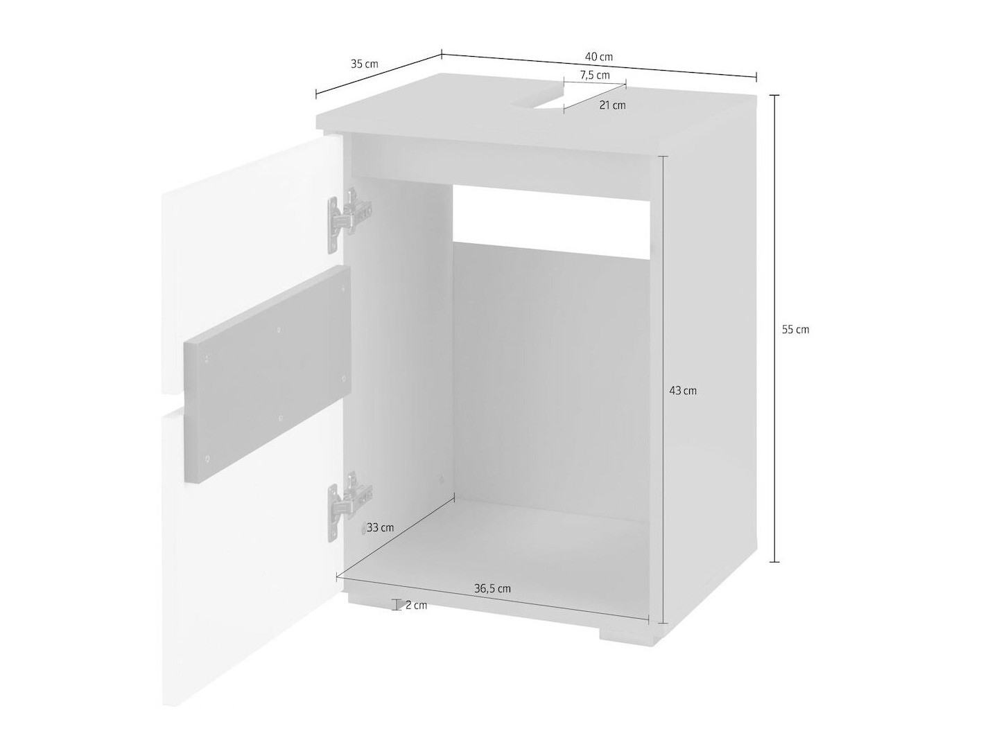 Armário de casa de banho de chão para lavatório Soncamu 103 (Antracite + Carvalho)