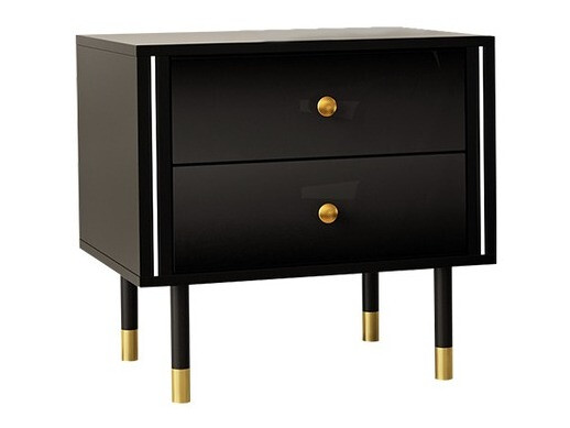 Mesa de cabeceira Merced 113 (Preto + Preto brilhante)