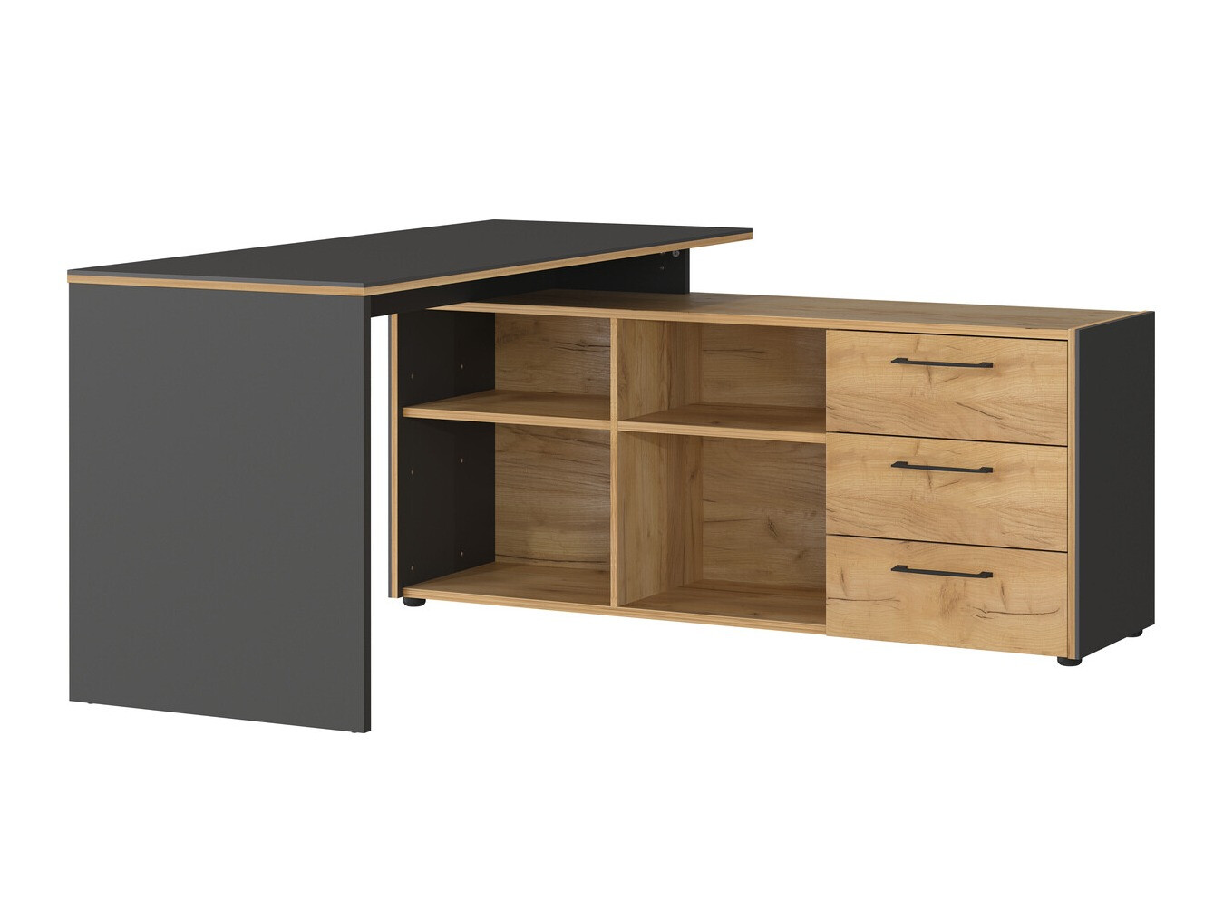 Mesa de escritório para cantos Fivcalu 101 (Navarra carvalho + Grafite)