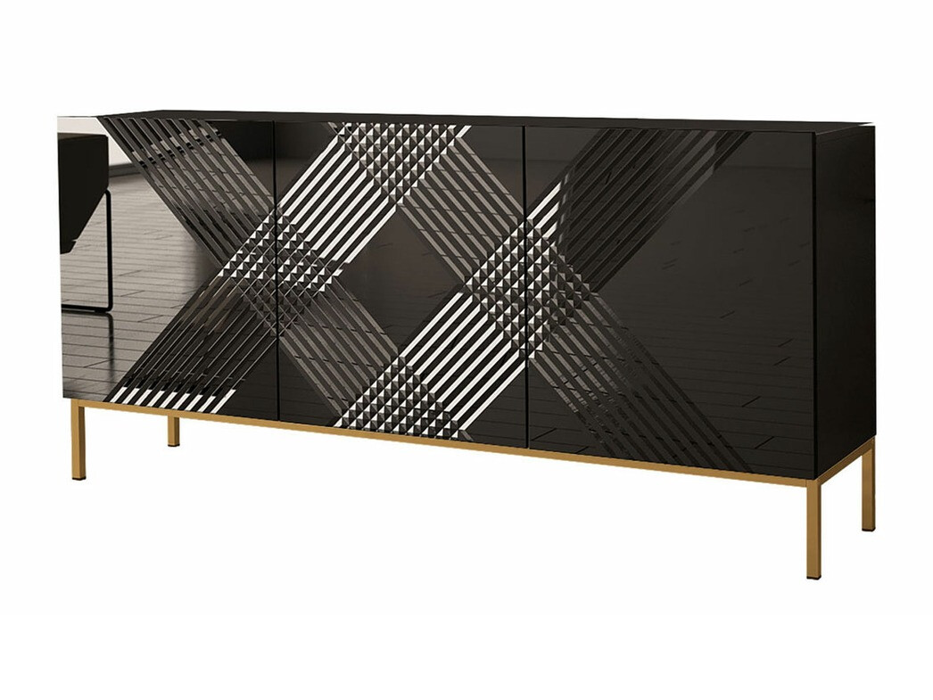 Aparador Levelbu 101 (Preto + Preto brilhante)