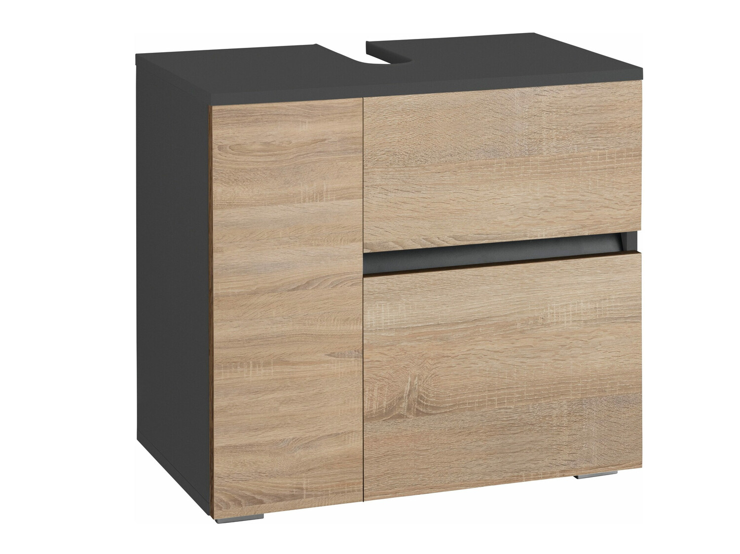 Armário com lavatório de apoio próprio para casa de banho Soncamu 108 (Antracite + Carvalho)