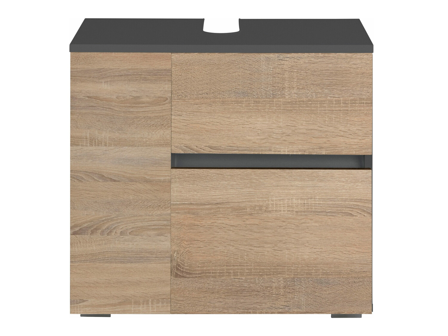 Armário com lavatório de apoio próprio para casa de banho Soncamu 108 (Antracite + Carvalho)