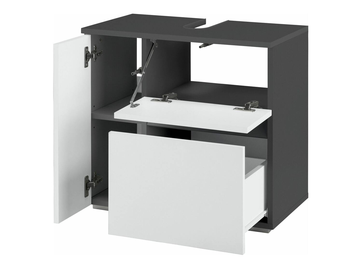 Armário com lavatório de apoio próprio para casa de banho Soncamu 108 (Branco + Antracite)