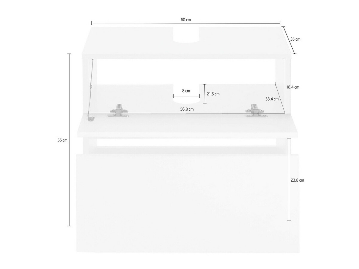 Armário com lavatório de apoio próprio para casa de banho Soncamu 110 (Antracite + Carvalho)