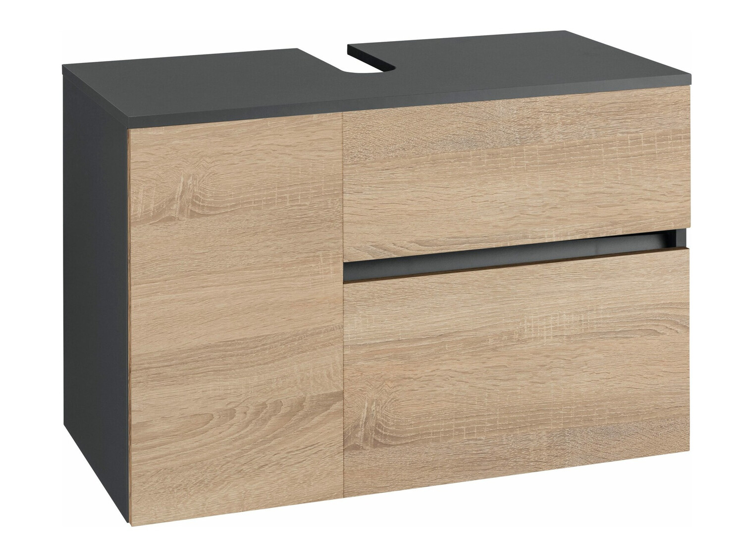 Armário suspenso para casa de banho para lavatório Soncamu 107 (Antracite + Carvalho)