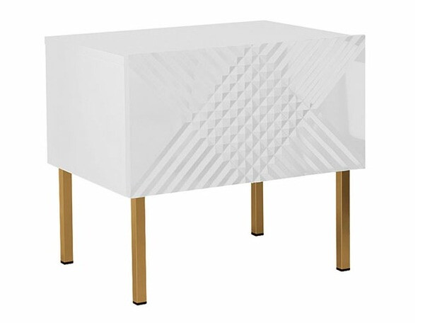 Mesa de cabeceira Natar (Branco + Branco brilhante)