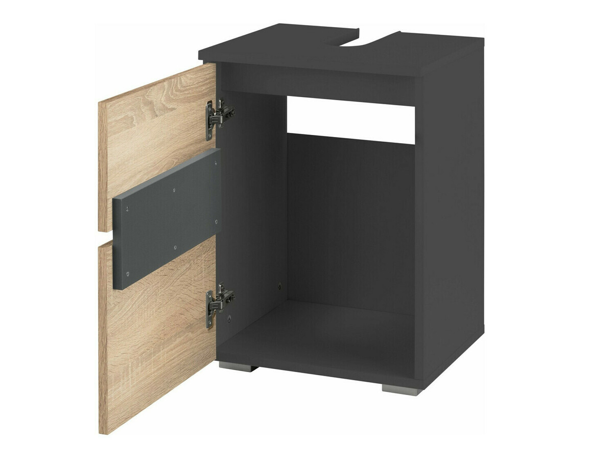 Conjunto de casa de banho Soncamu 112 (Antracite + Carvalho)