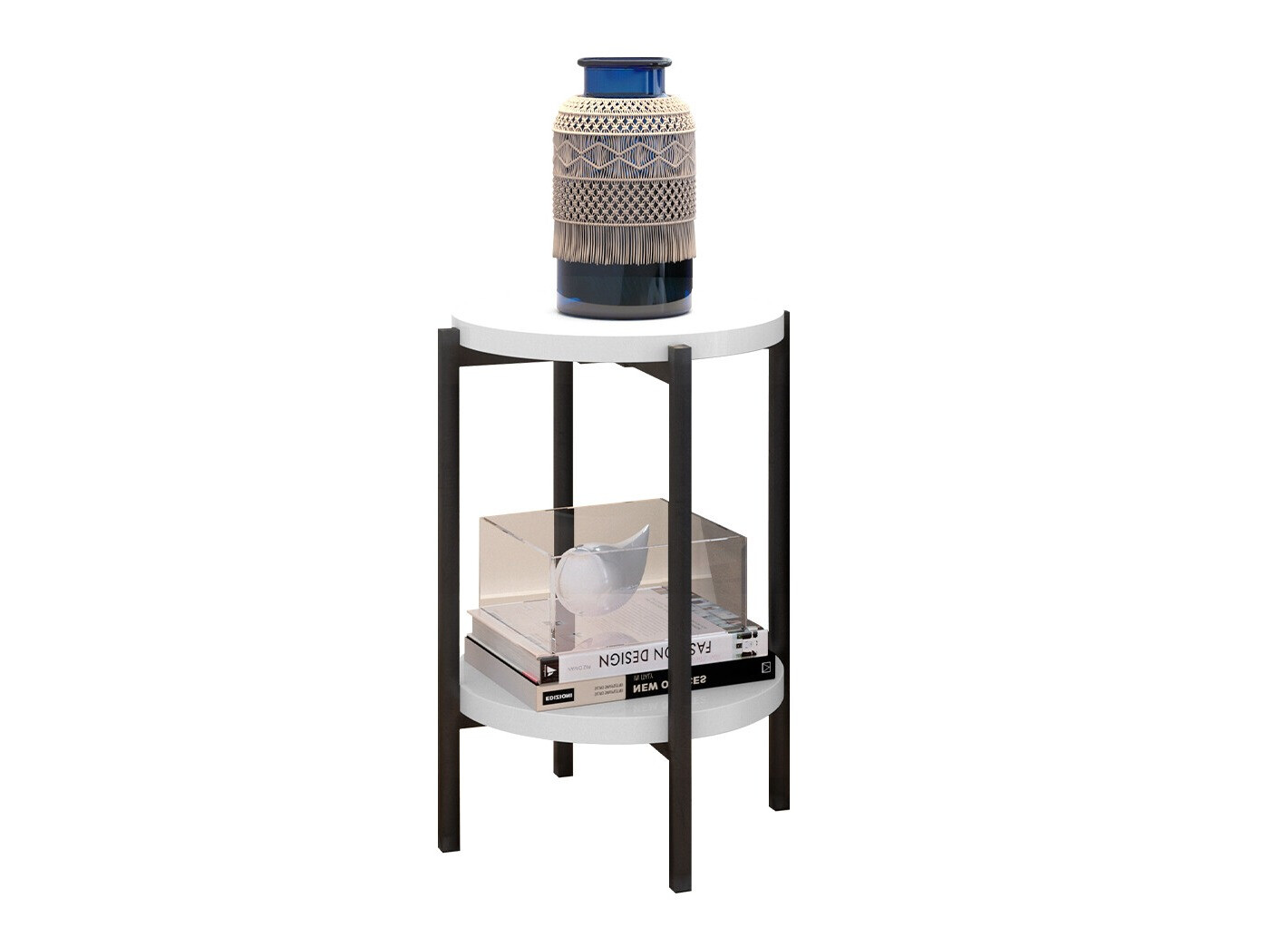 Mesa de apoio Providence 179 (Branco brilhante + Preto)