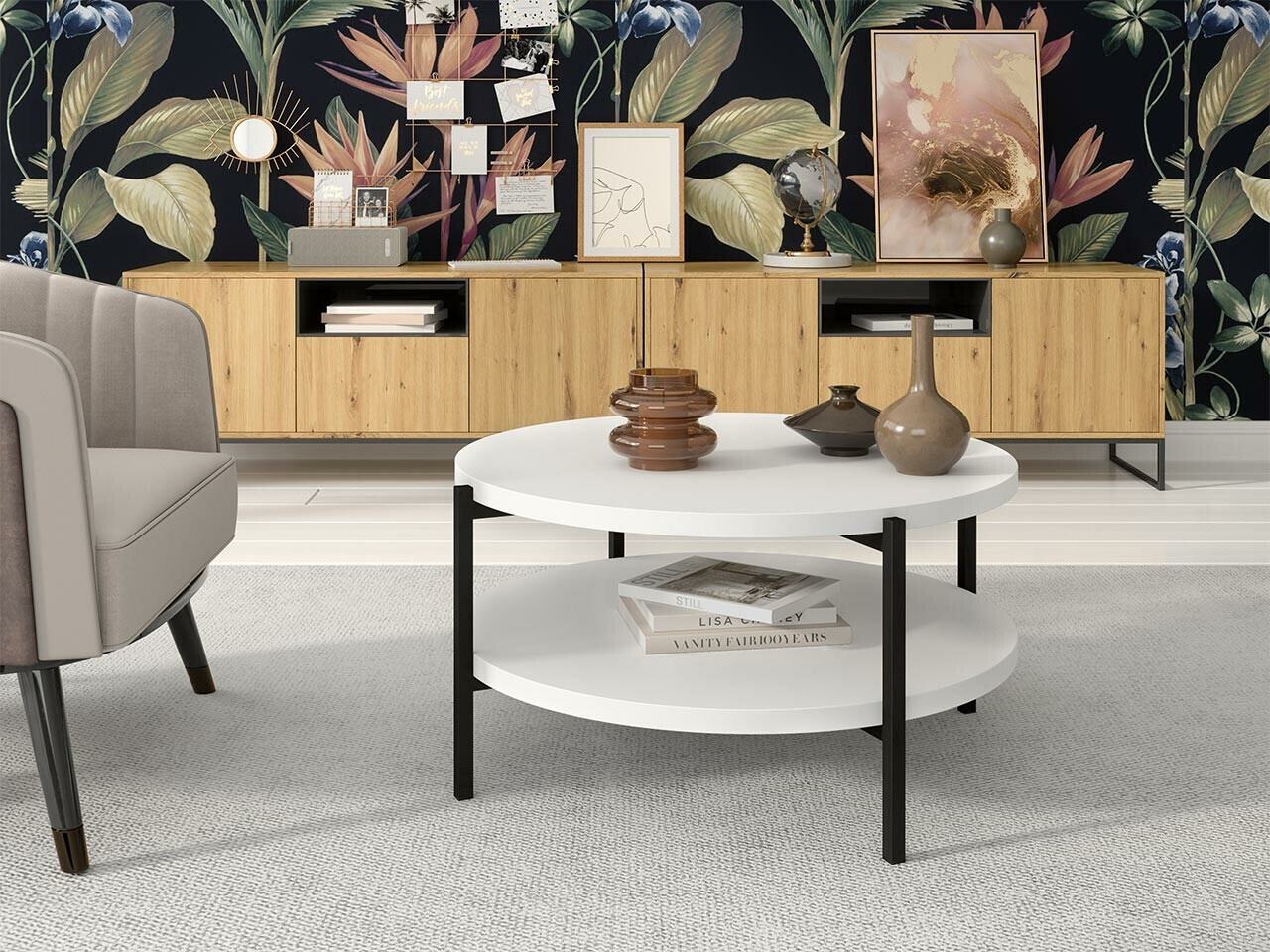 Mesa de centro Providence 177 (Branco + Preto)