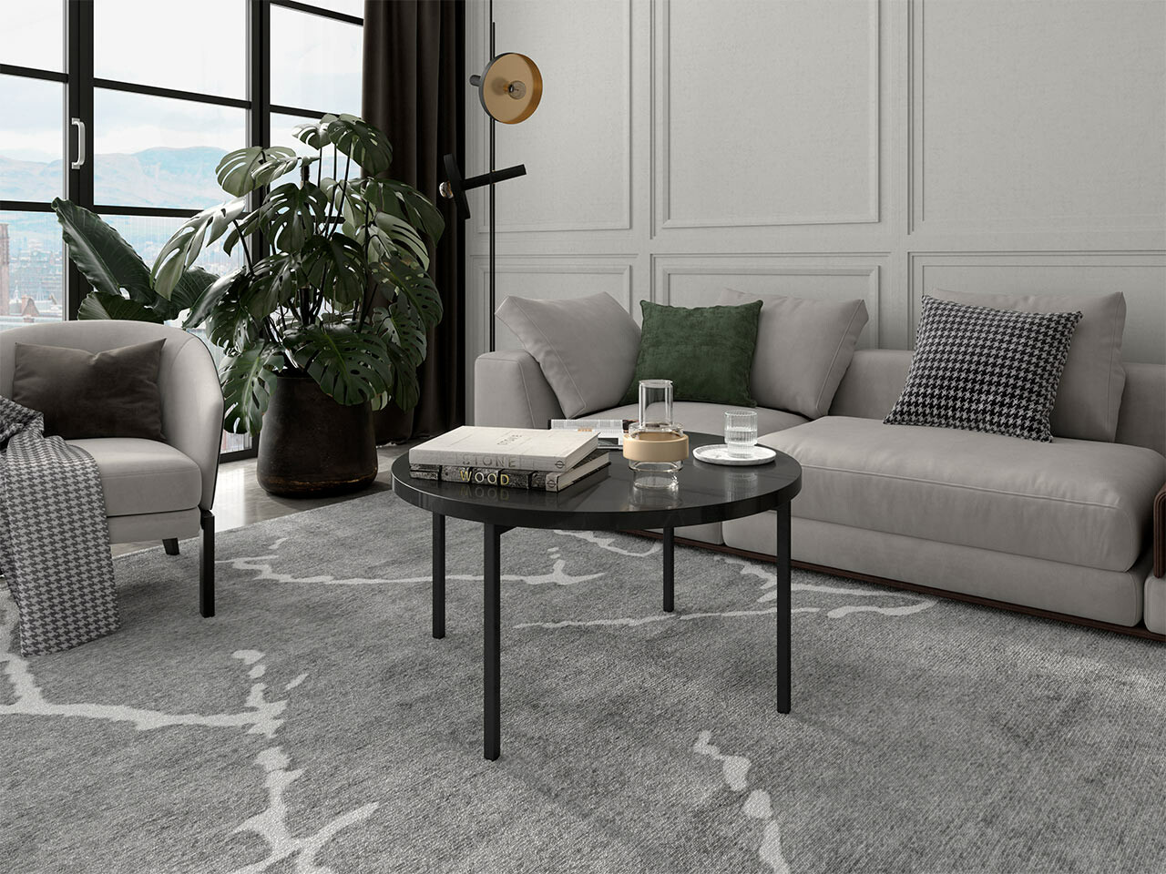 Mesa de centro Providence 178 (Preto brilhante + Preto)