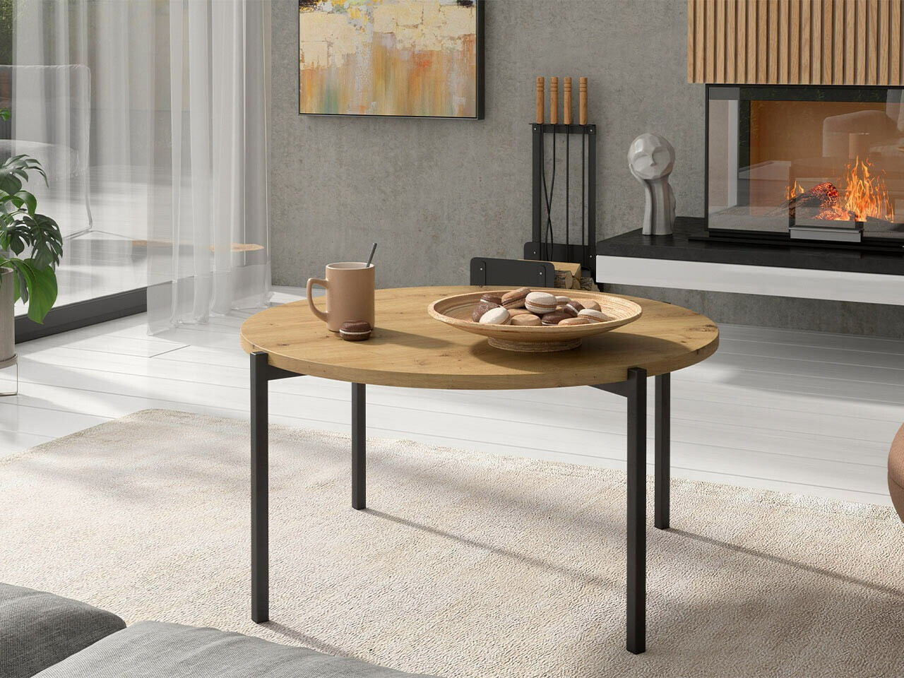 Mesa de centro Providence 180 (Carvalho Artisan + Preto)