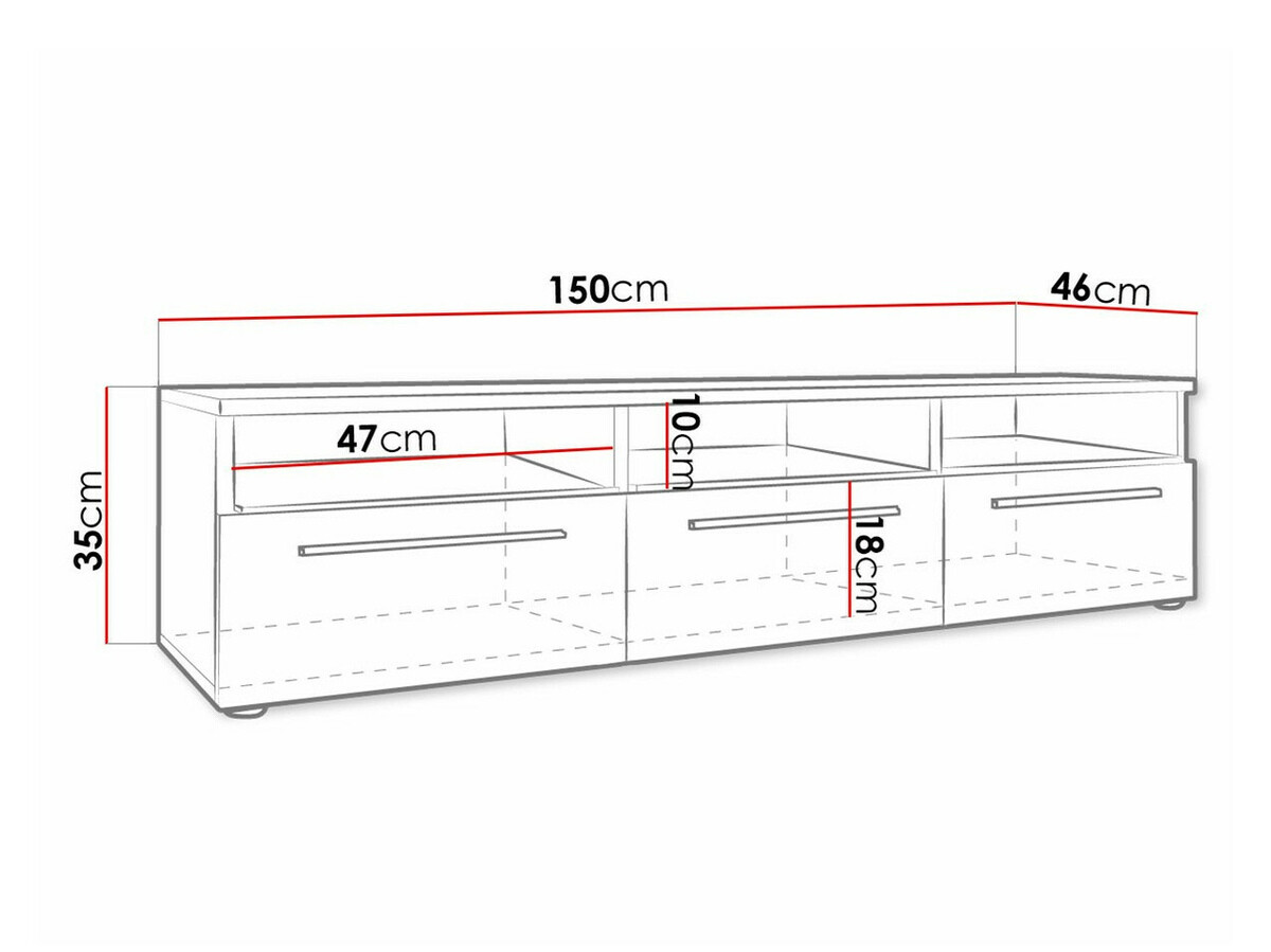 Móvel de TV Uva I (Branco + Cinzento brilhante)
