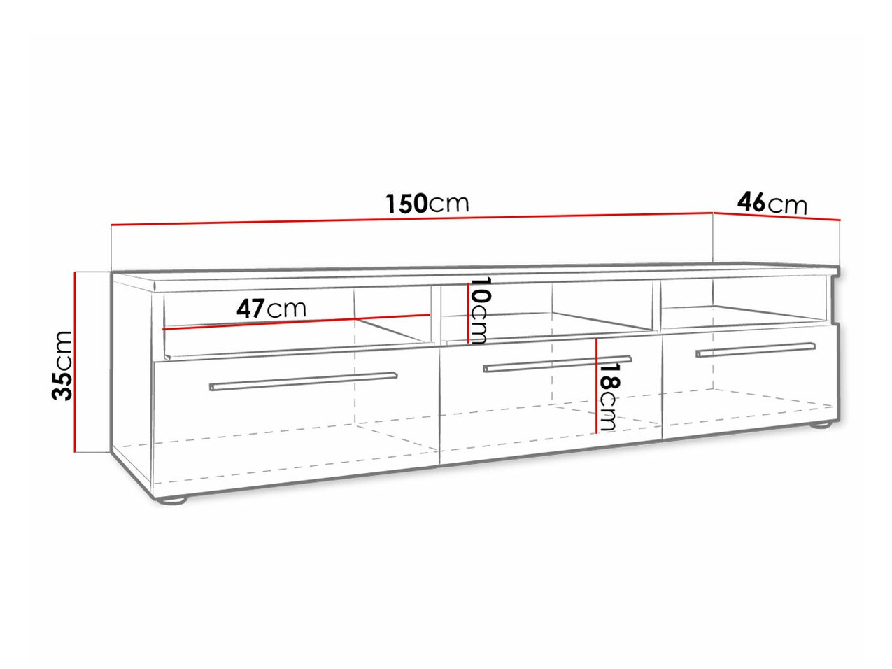 Móvel de TV Uva I (Branco + Preto brilhante)