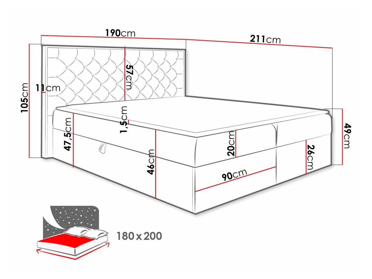 Cama continental Navis I (Carvalho wotan + Faro 4)