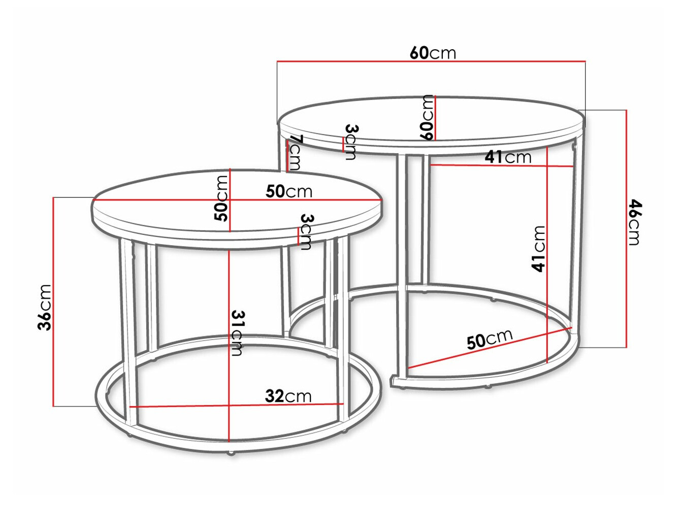 Conjunto de mesa de centro Richardson 116 (Preto + Mármore preto)