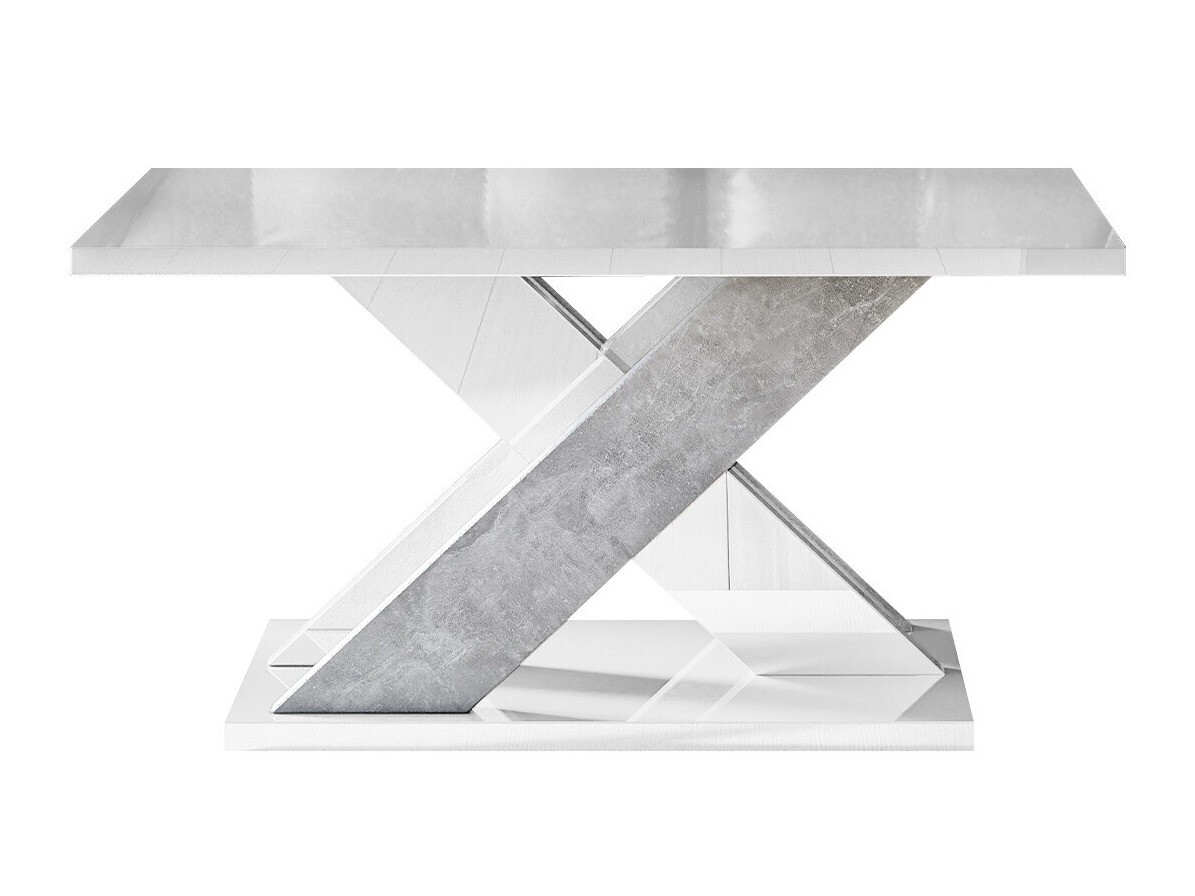 Mesa para revistas Goodyear 116 (Branco brilhante + Cimento)