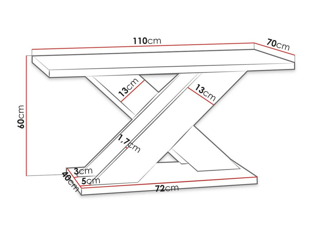 Mesa para revistas Goodyear 116 (Branco brilhante + Cimento)