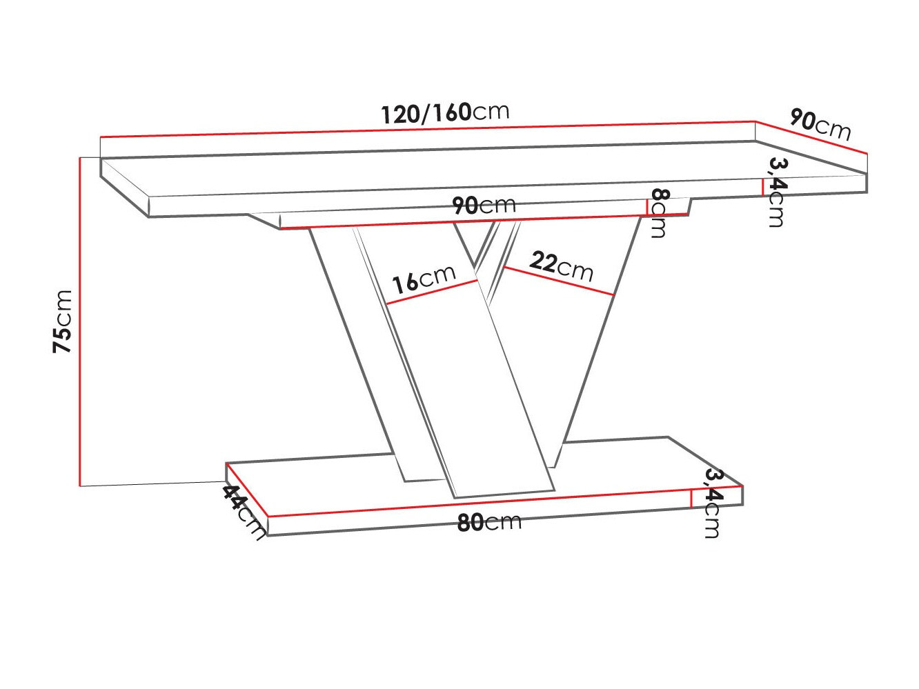 Mesa Goodyear 125 (Carvalho Artisan + Preto)