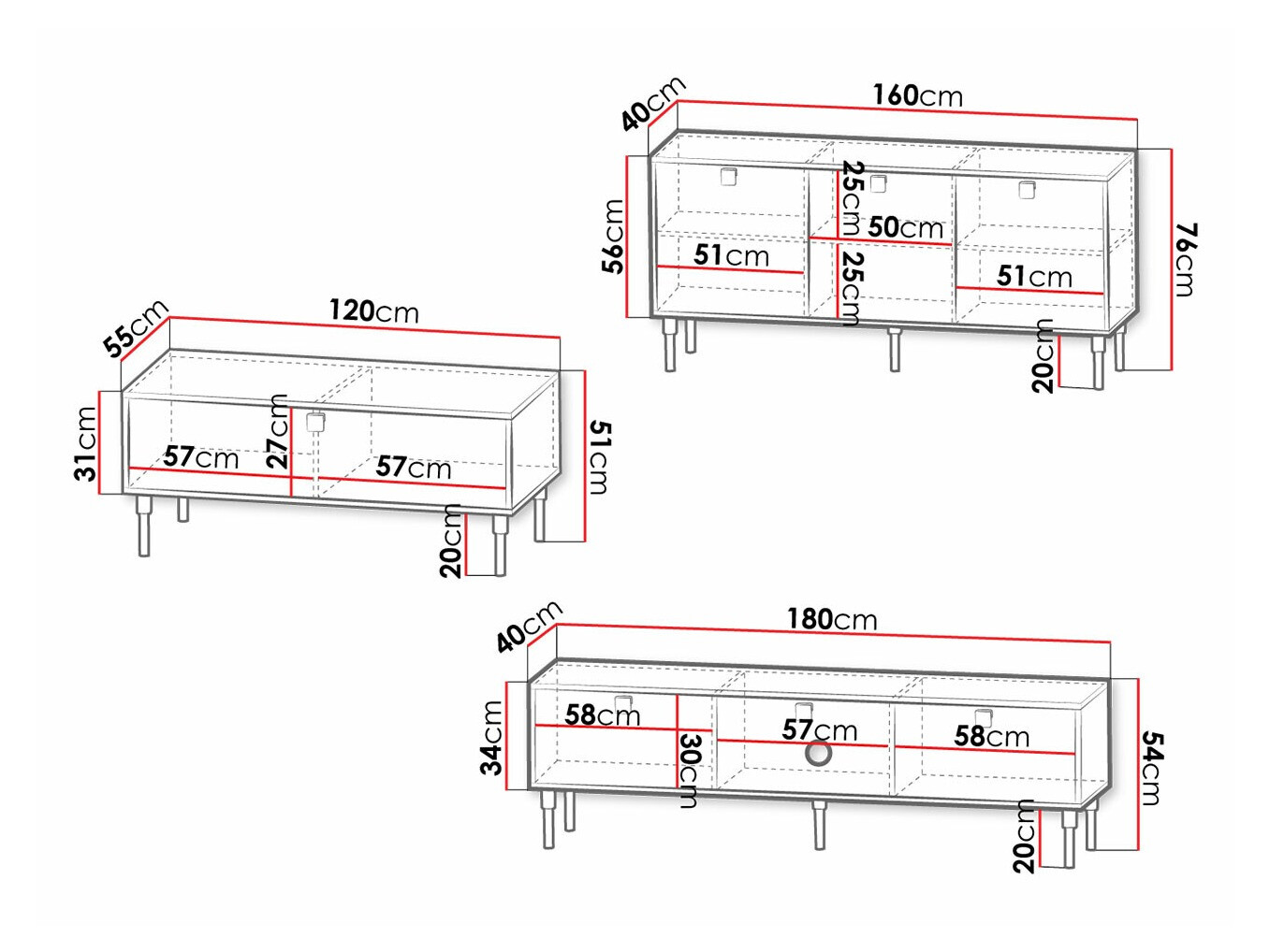 Conjunto para sala de estar Merced 124 (Preto + Dourado)