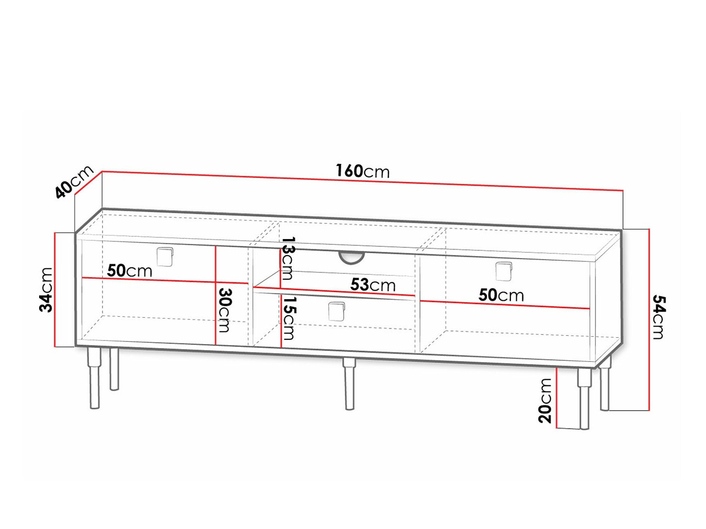 Móvel de TV Merced 119 (Branco + Dourado)