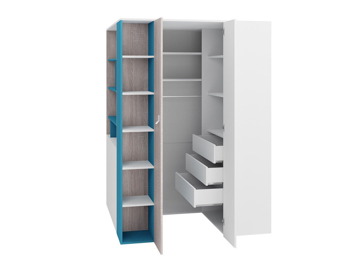 Conjuntos para quartos de criança Camteso 115 (Branco + Carvalho + Turquesa)