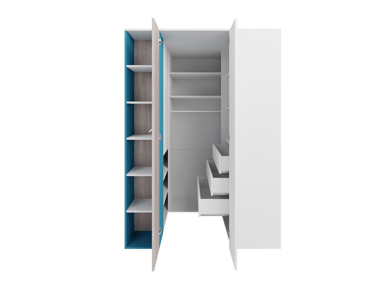 Conjuntos para quartos de criança Camteso 115 (Branco + Carvalho + Turquesa)