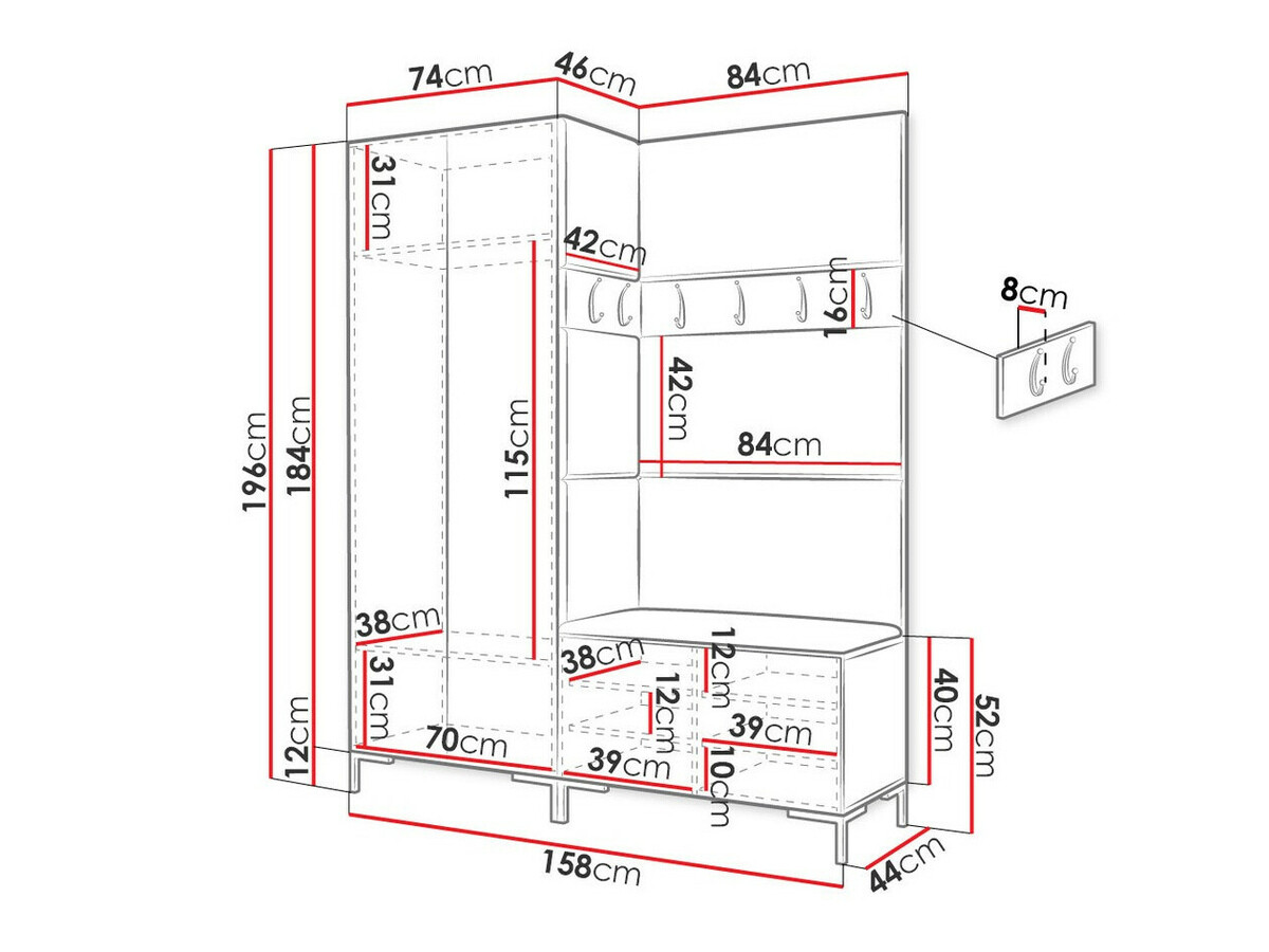Conjunto para corredor Tivsoa 100 (Craft carvalho)