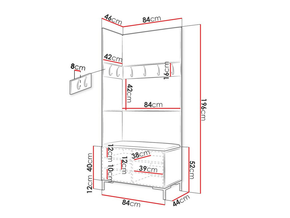 Conjunto para corredor Tivsoa 103 (Craft carvalho)