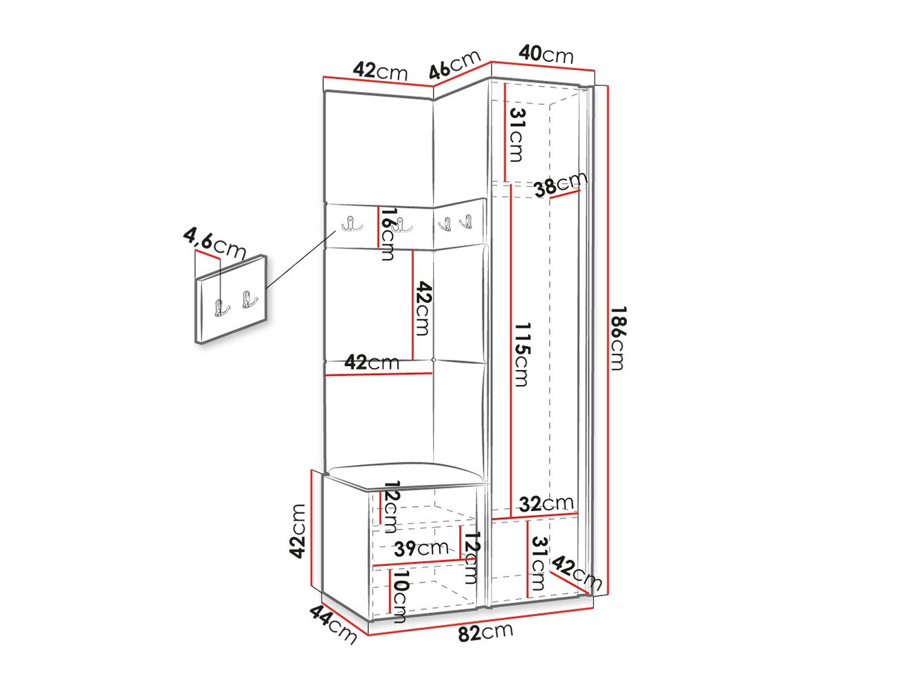 Conjunto para corredor Hartford 348 (Branco)