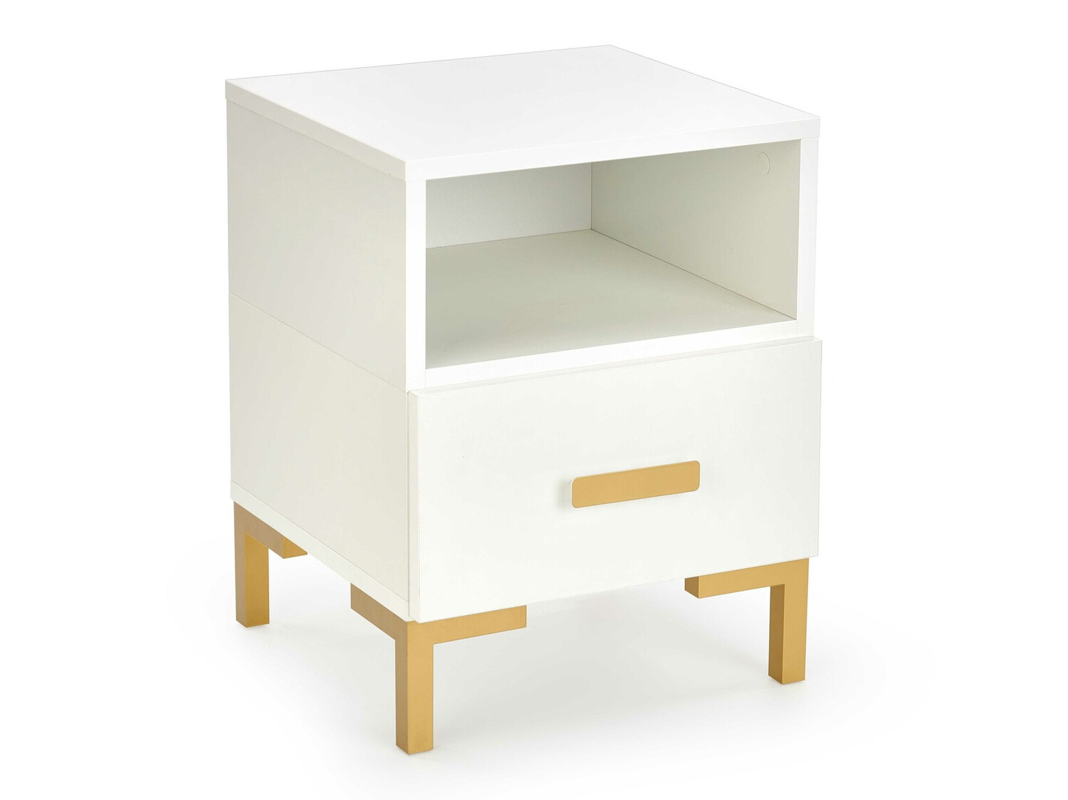 Mesa de cabeceira Houston 1225 (Branco + Dourado)