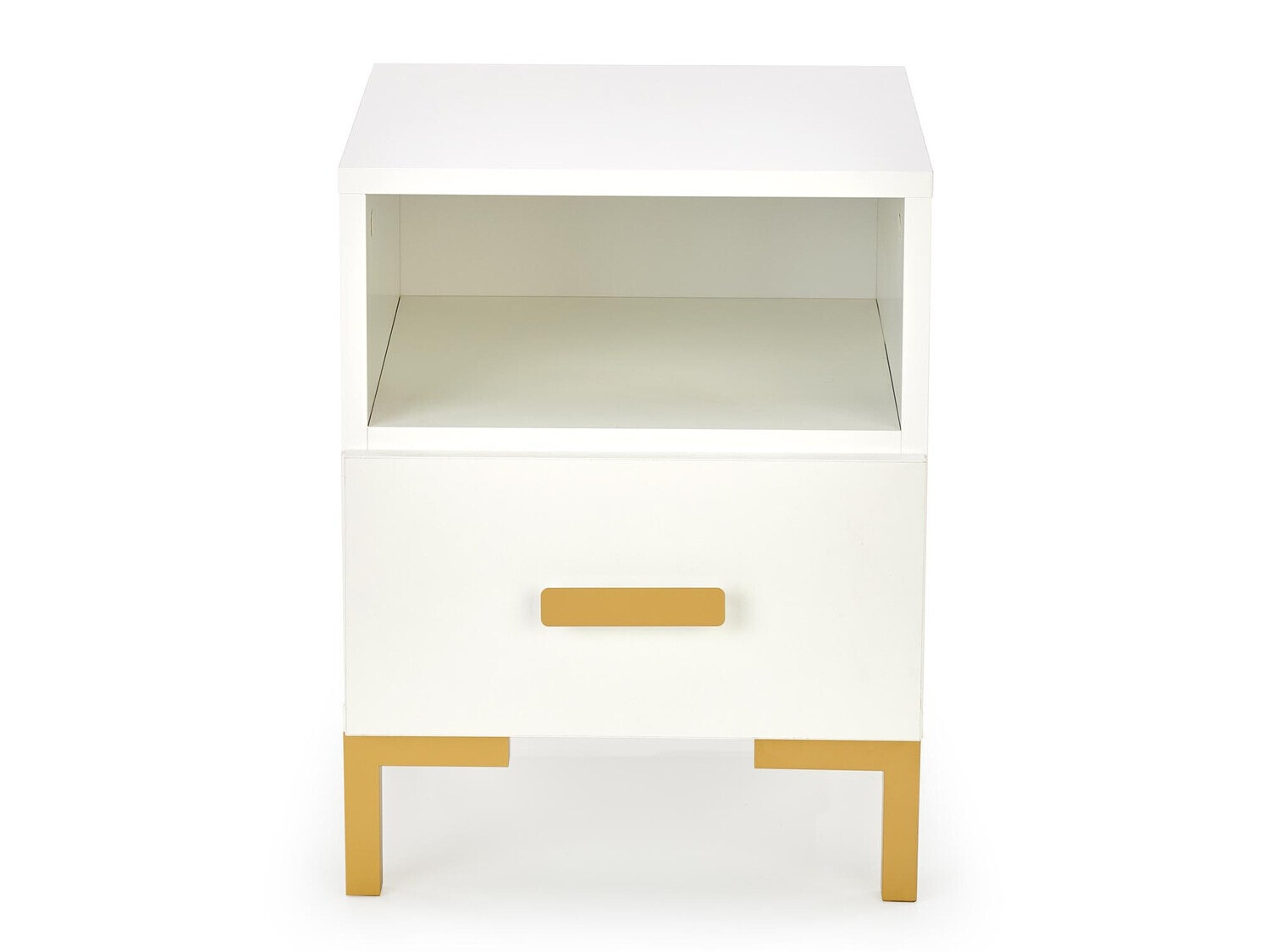 Mesa de cabeceira Houston 1225 (Branco + Dourado)